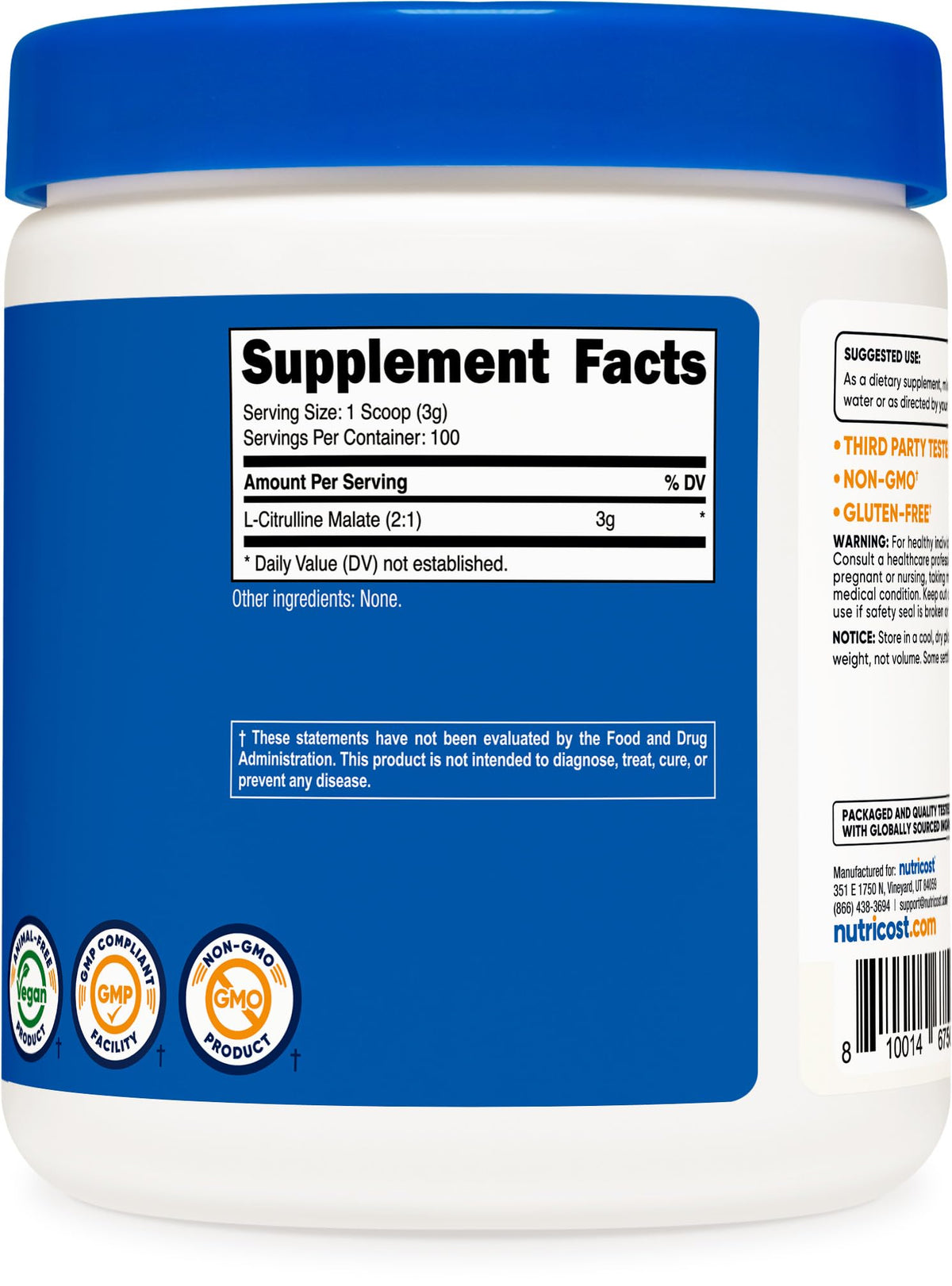 Nutricost L-Citrulline Malate (2:1) Powder (300 Grams) - FENGGESTORE20