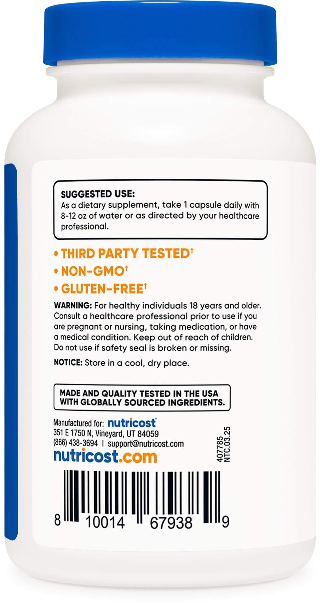 Nutricost L-Tryptophan 500mg, 120 Capsules - with BioPerine, Gluten Free, Non-GMO - FENGGESTORE20