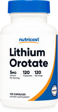 Nutricost Lithium Orotate 5mg, 120 Capsules - Veggie Caps, Non-GMO, Gluten Free - FENGGESTORE20