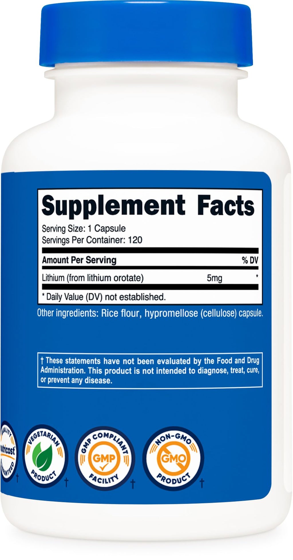 Nutricost Lithium Orotate 5mg, 120 Capsules - Veggie Caps, Non-GMO, Gluten Free - FENGGESTORE20