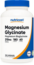 Nutricost Magnesium Glycinate Capsules (180 Capsules, 210 mg Per Serving) - Magnesium Glycinate Supplement for Gentle Absorption - FENGGESTORE20