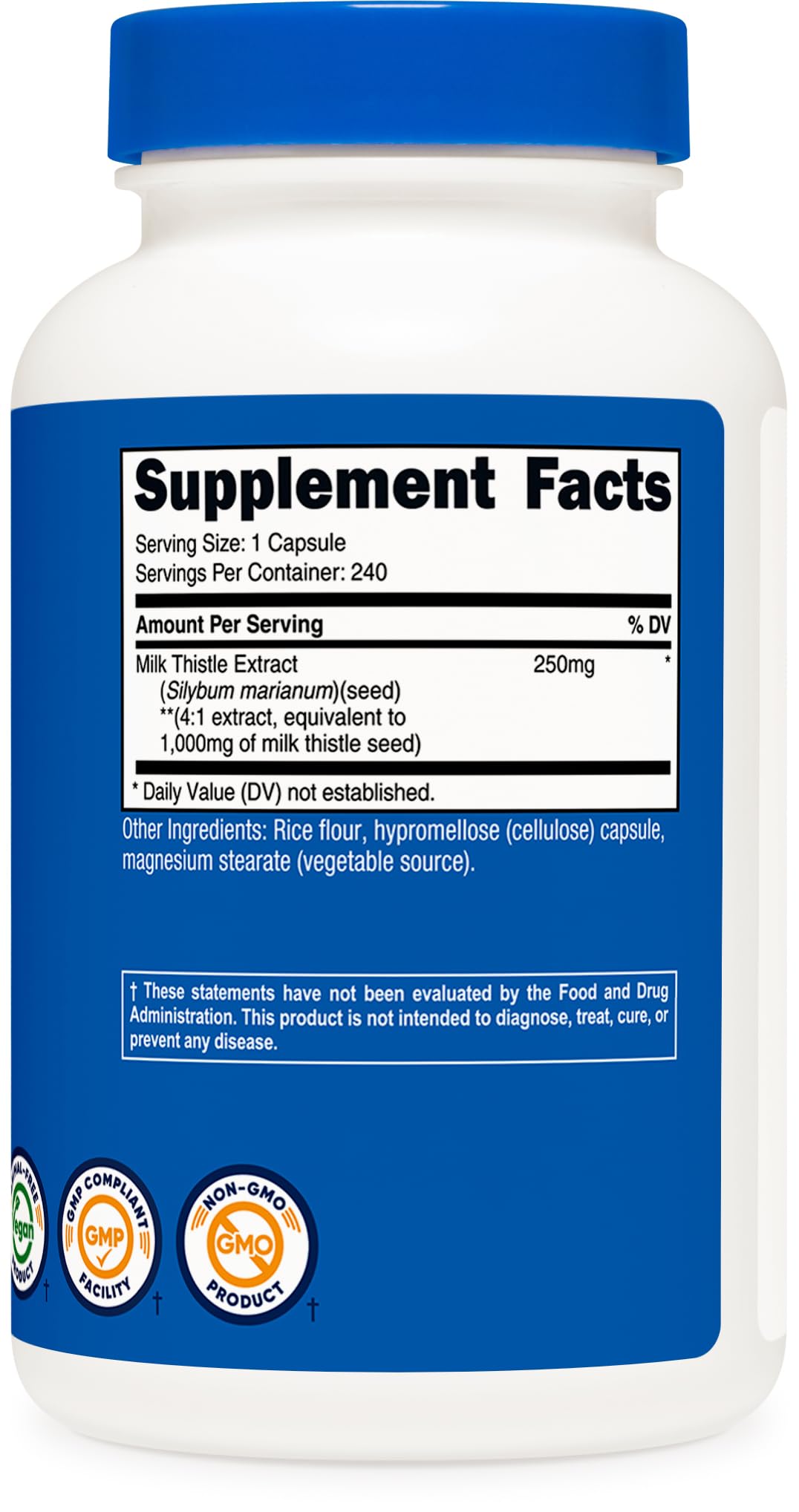 Nutricost Milk Thistle Extract 240 Capsules for 240 Servings Per Bottle - Vegan, GMO Free and Gluten Free - FENGGESTORE20