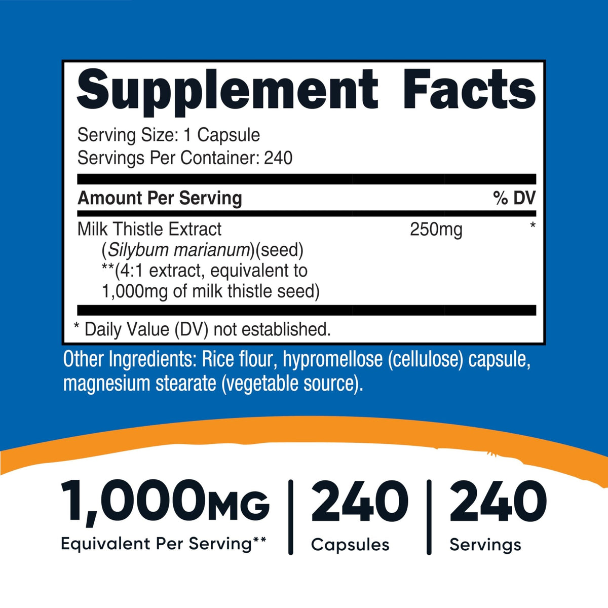 Nutricost Milk Thistle Extract 240 Capsules for 240 Servings Per Bottle - Vegan, GMO Free and Gluten Free - FENGGESTORE20