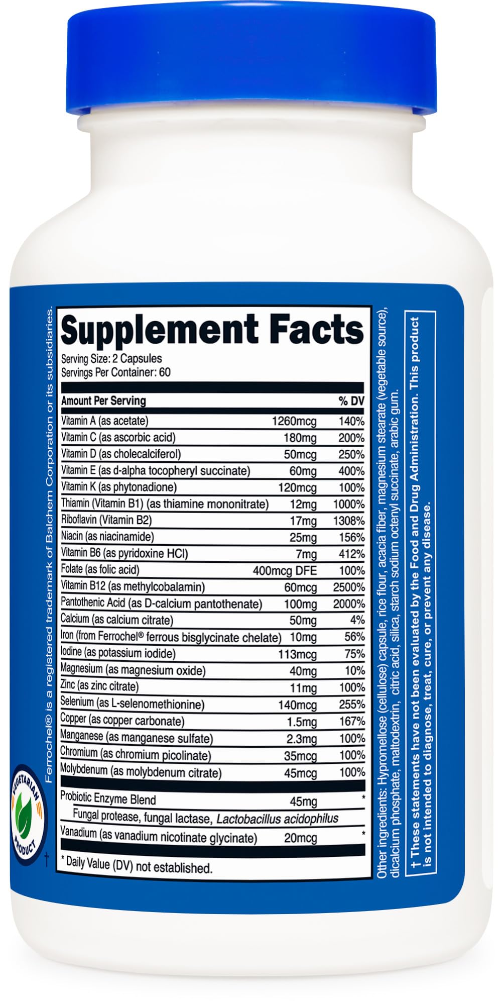 Nutricost Multivitamin with Probiotics 120 Vegetarian Capsules - Packed with Vitamins & Minerals - FENGGESTORE20