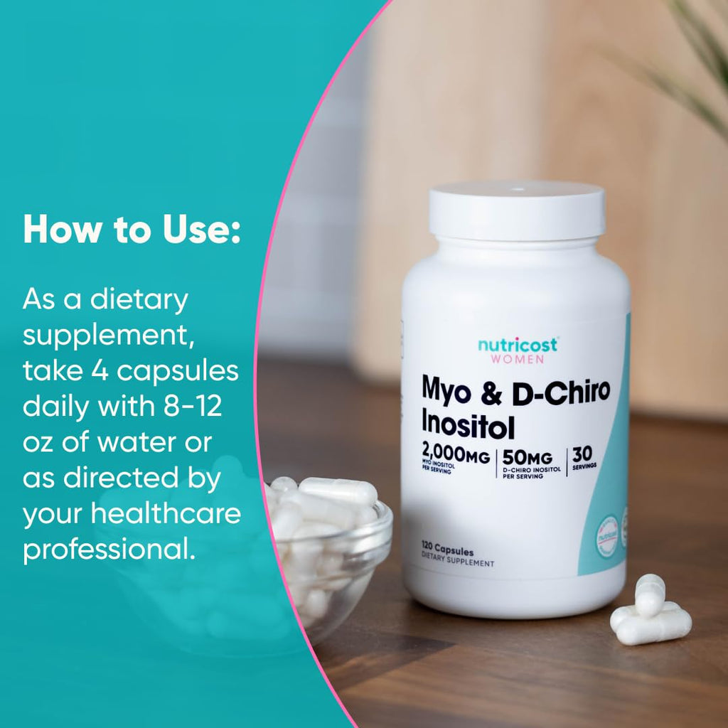 Nutricost Myo Inositol & D-Chiro Inositol for Women 2000mg, 120 Capsules, 2000mg Myo & 50mg D-Chiro Per Serving, 30 Servings - FENGGESTORE20