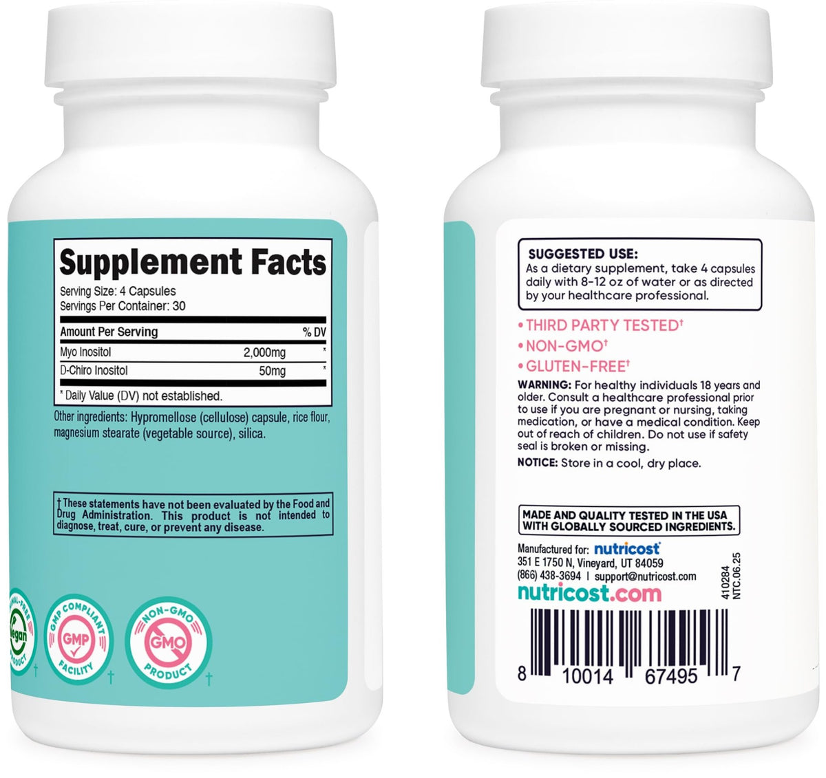Nutricost Myo Inositol & D-Chiro Inositol for Women 2000mg, 120 Capsules, 2000mg Myo & 50mg D-Chiro Per Serving, 30 Servings - FENGGESTORE20