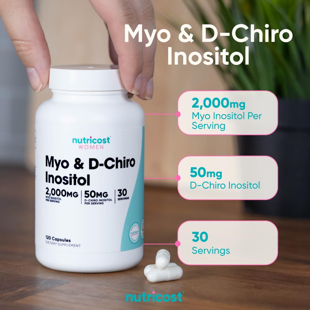 Nutricost Myo Inositol & D-Chiro Inositol for Women 2000mg, 120 Capsules, 2000mg Myo & 50mg D-Chiro Per Serving, 30 Servings - FENGGESTORE20