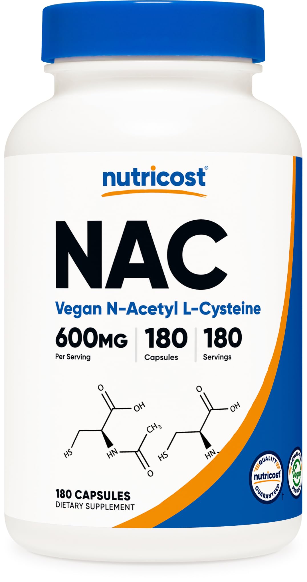 Nutricost N-Acetyl L-Cysteine (NAC) 600mg, 180 Capsules - Non-GMO, Gluten Free - FENGGESTORE20