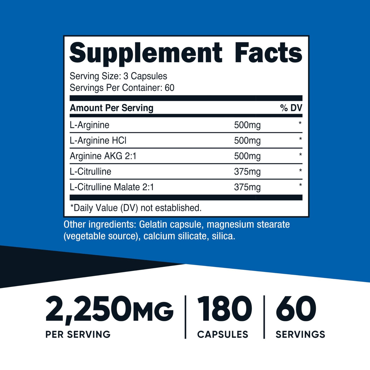 Nutricost Nitric Oxide Booster 2250mg, 180 Capsules - 750mg Per Casule, 60 Servings - Gluten Free and Non-GMO - FENGGESTORE20