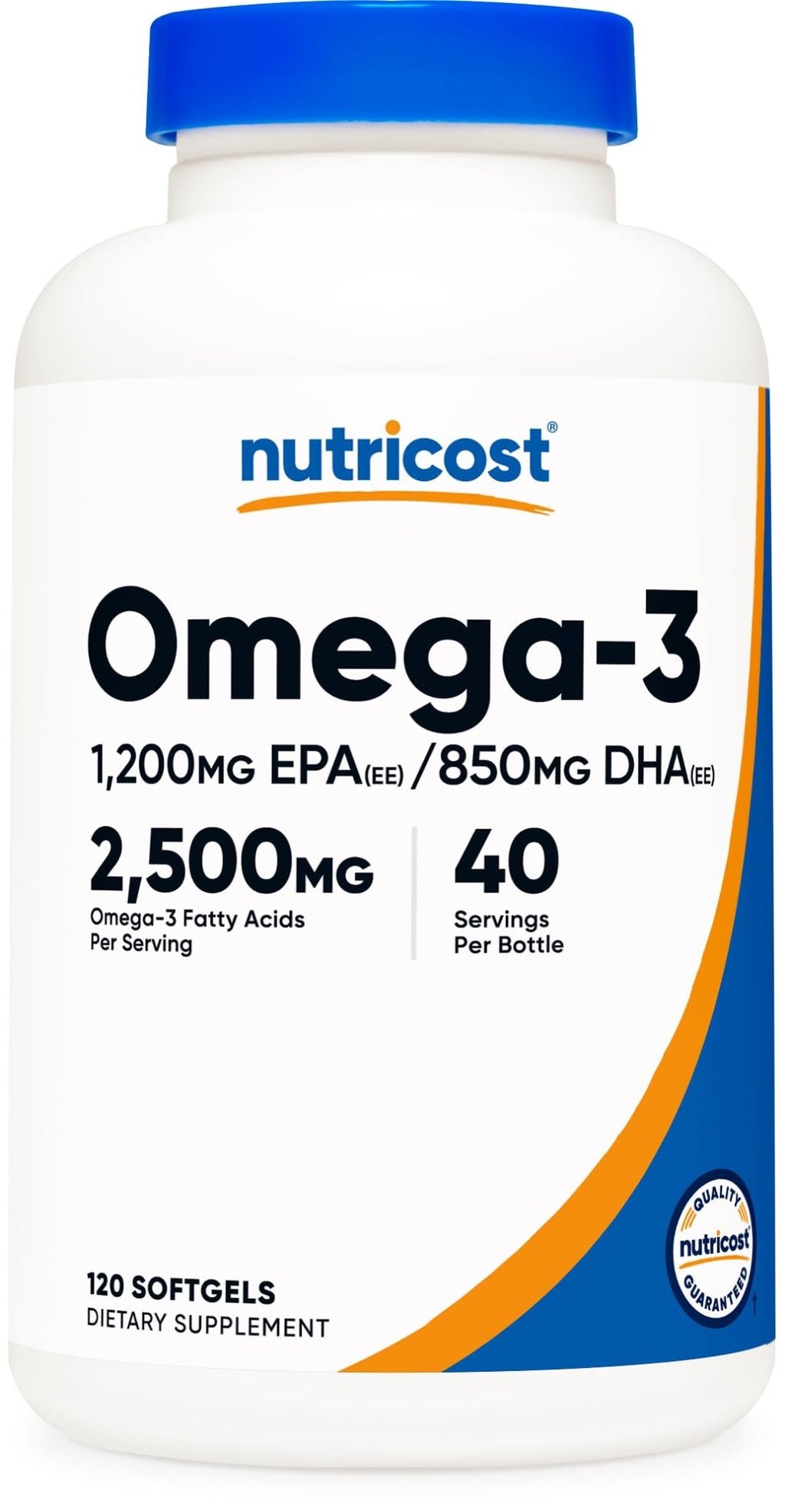 Nutricost Omega 3 Fish Oil - 2500MG, 120 Softgels (40 Serv) - Fish Oil, Wild Caught! 1200mg EPA 850mg DHA - FENGGESTORE20