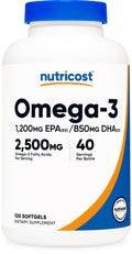 Nutricost Omega 3 Fish Oil - 2500MG, 120 Softgels (40 Serv) - Fish Oil, Wild Caught! 1200mg EPA 850mg DHA - FENGGESTORE20