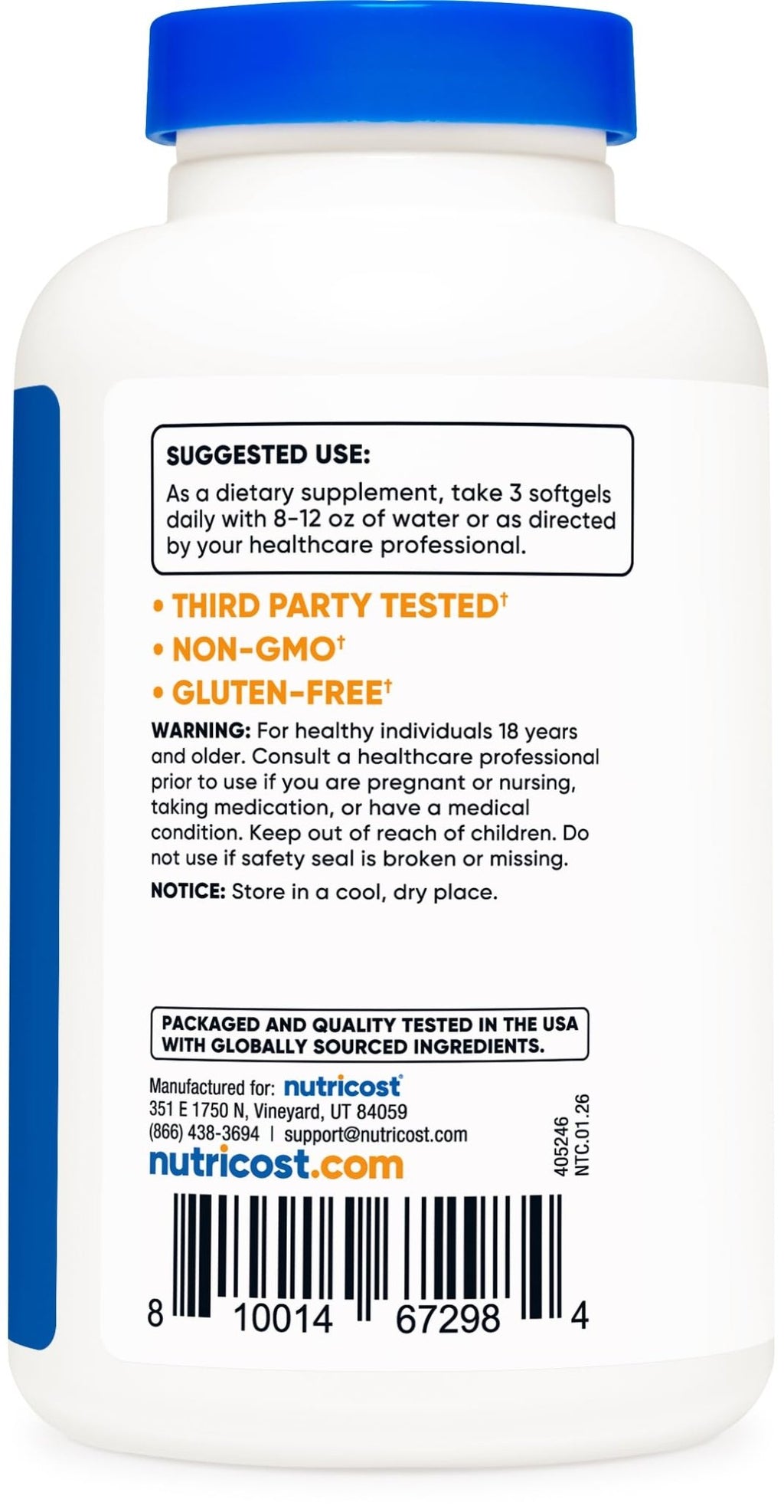 Nutricost Omega 3 Fish Oil - 2500MG, 120 Softgels (40 Serv) - Fish Oil, Wild Caught! 1200mg EPA 850mg DHA - FENGGESTORE20