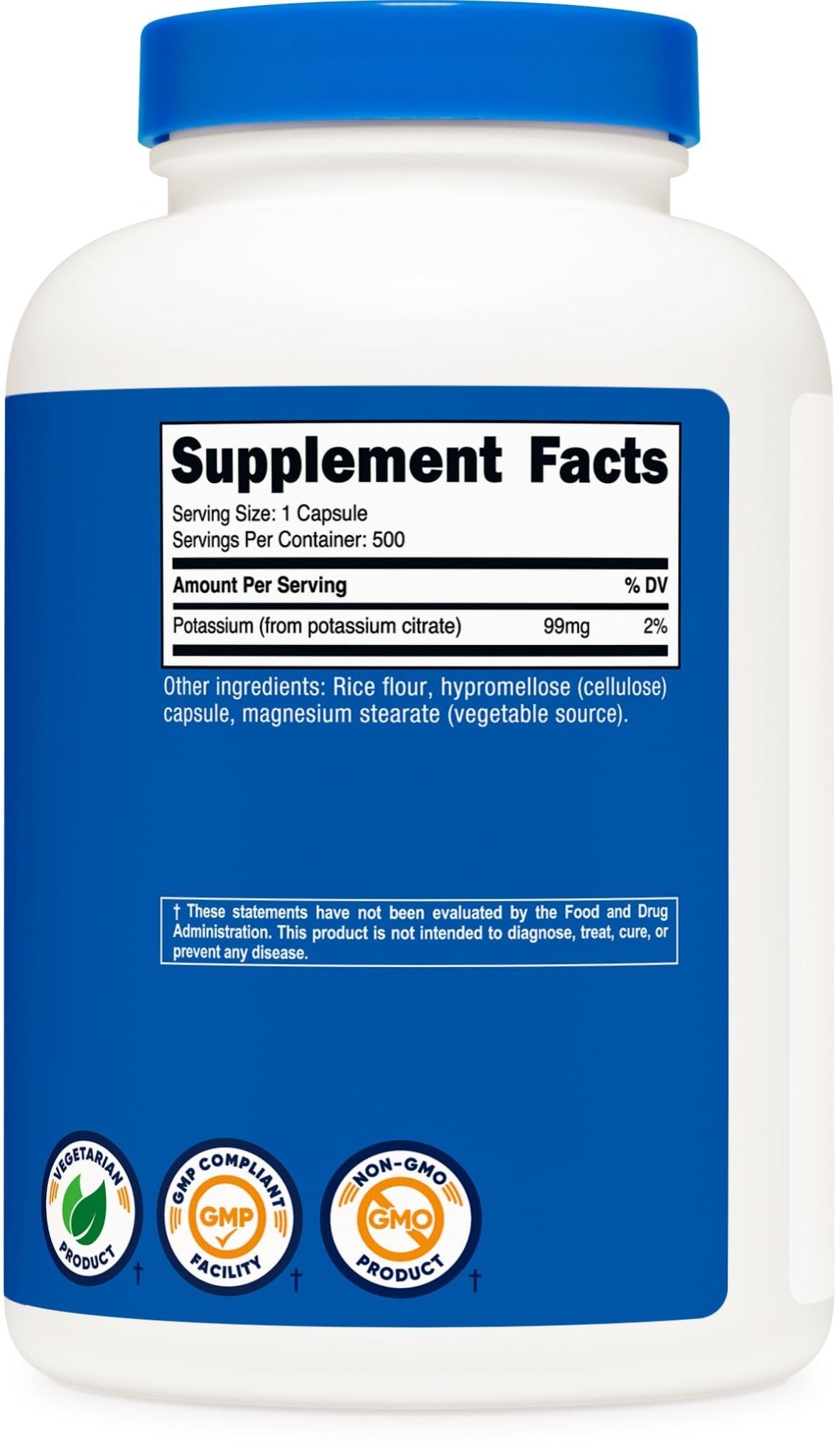 Nutricost Potassium Citrate 99mg, 500 Capsules - FENGGESTORE20