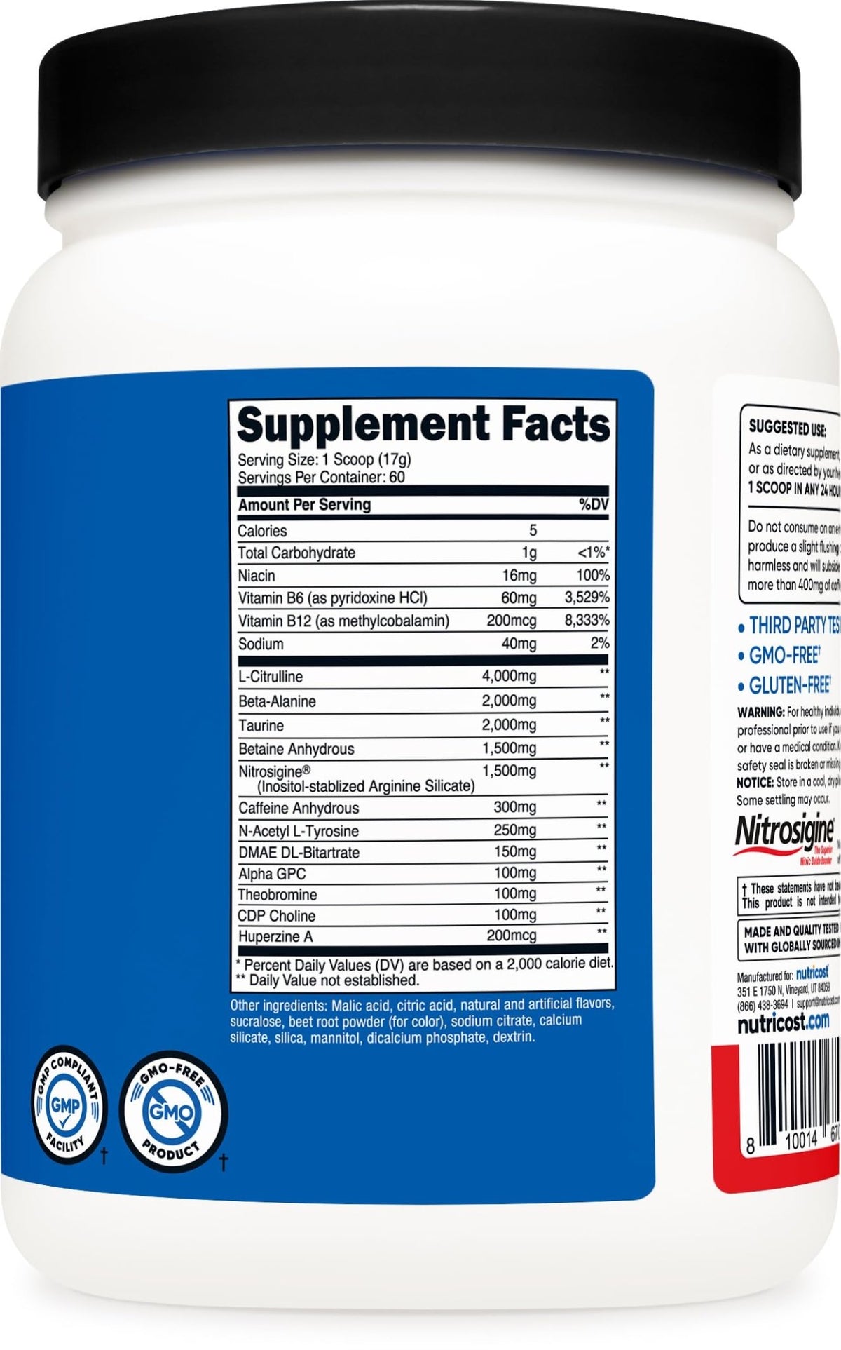 Nutricost Pre-X Xtreme Pre-Workout Complex Powder, Fruit Punch, 60 Servings, Vegetarian, Non-GMO and Gluten Free - FENGGESTORE20