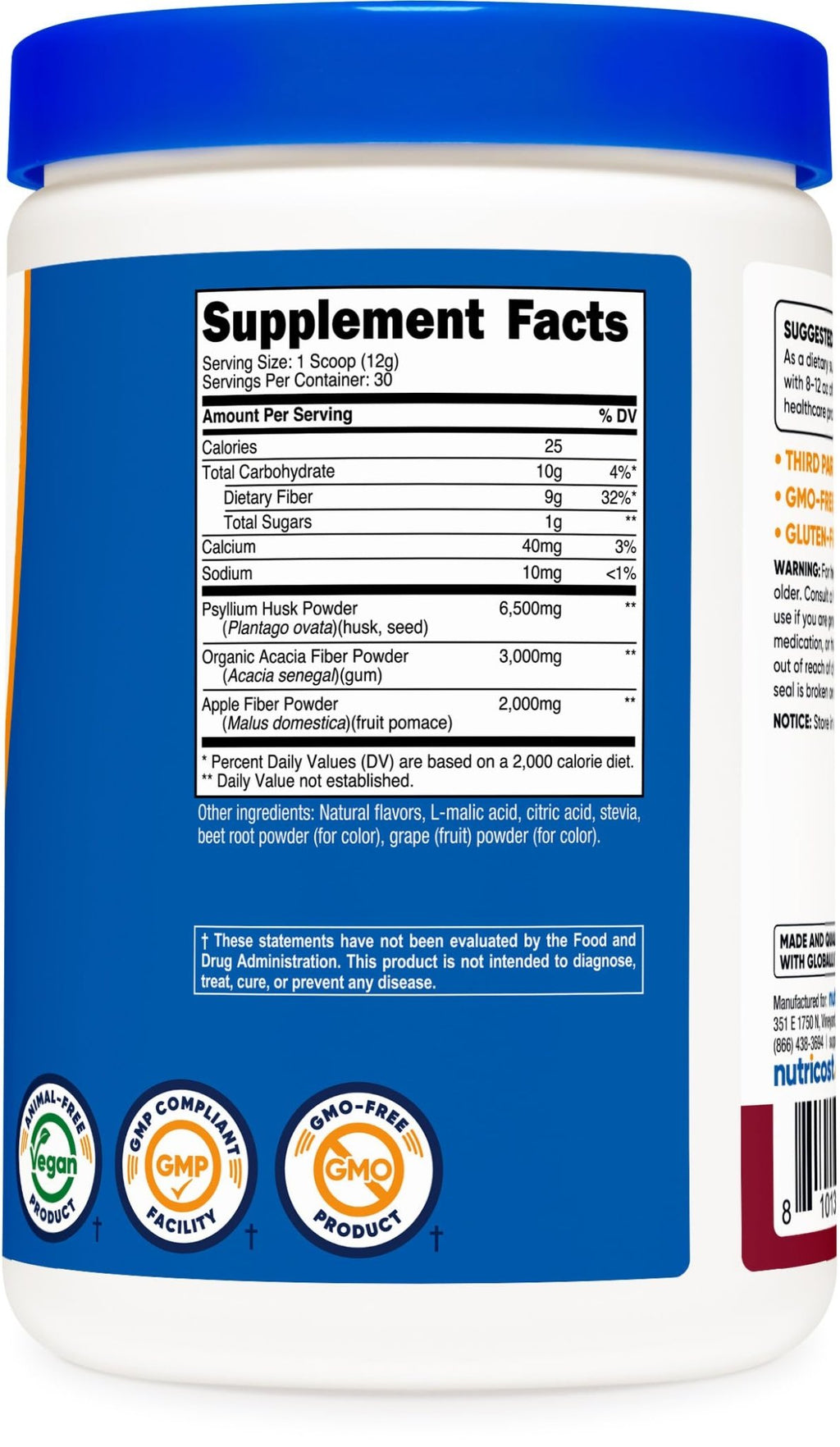 Nutricost Soluble Fiber (Berry Flavored) 30 Servings - Vegan, Non-GMO, Gluten Free - FENGGESTORE20