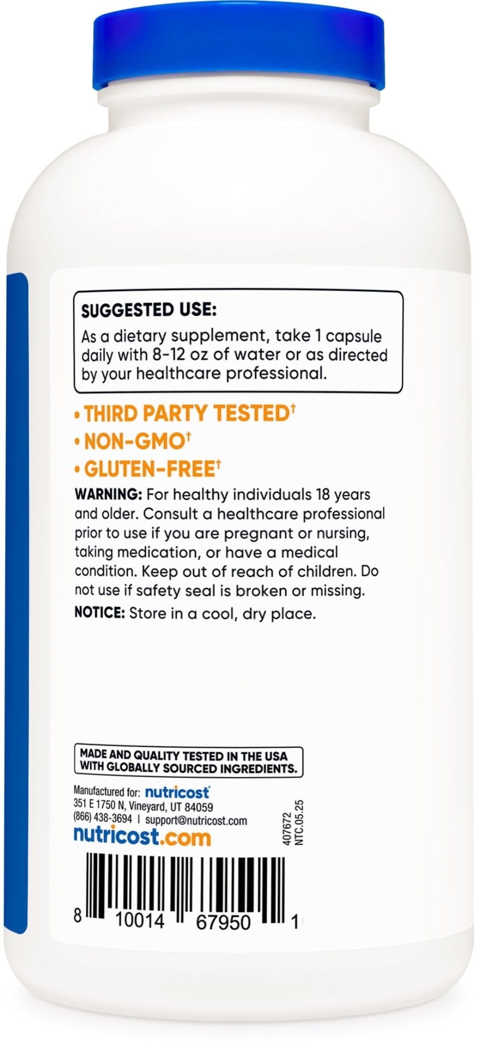 Nutricost Taurine 1000mg, 400 Capsules - FENGGESTORE20