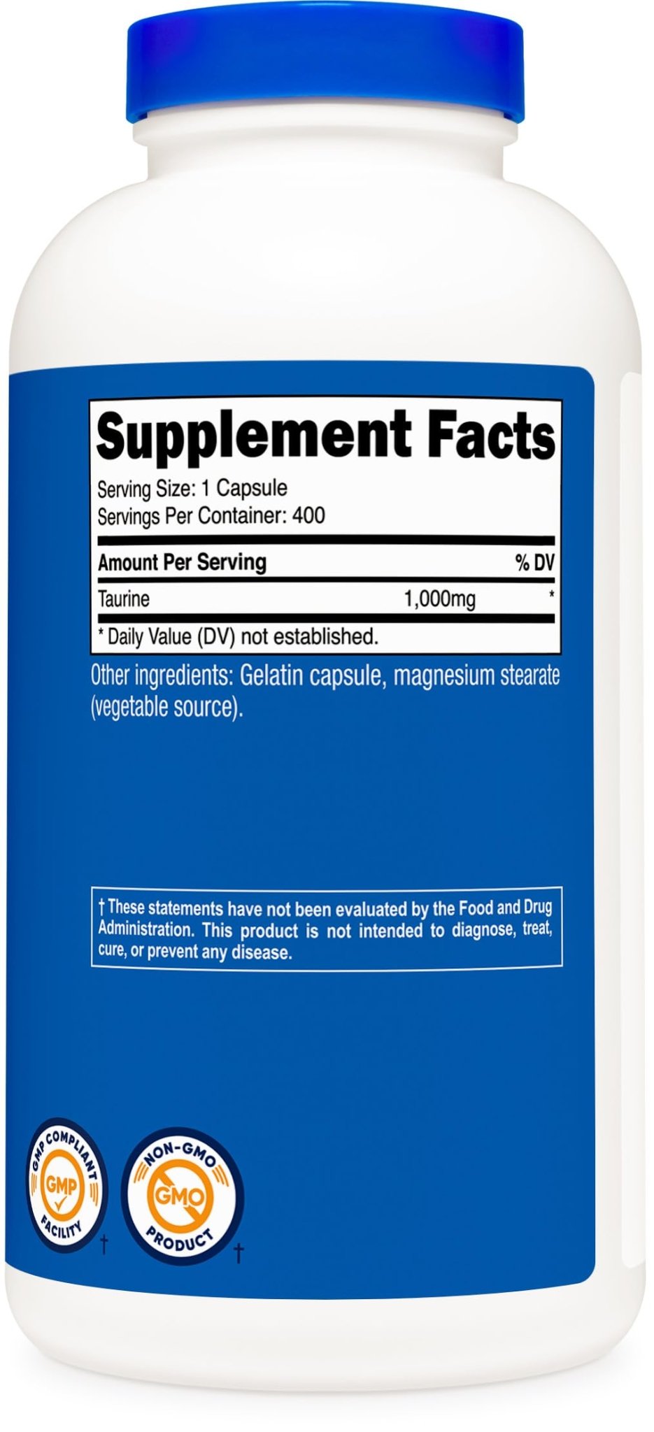Nutricost Taurine 1000mg, 400 Capsules - FENGGESTORE20