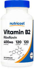 Nutricost Vitamin B2 (Riboflavin) 400mg, 120 Capsules - Gluten Free, Non-GMO - FENGGESTORE20