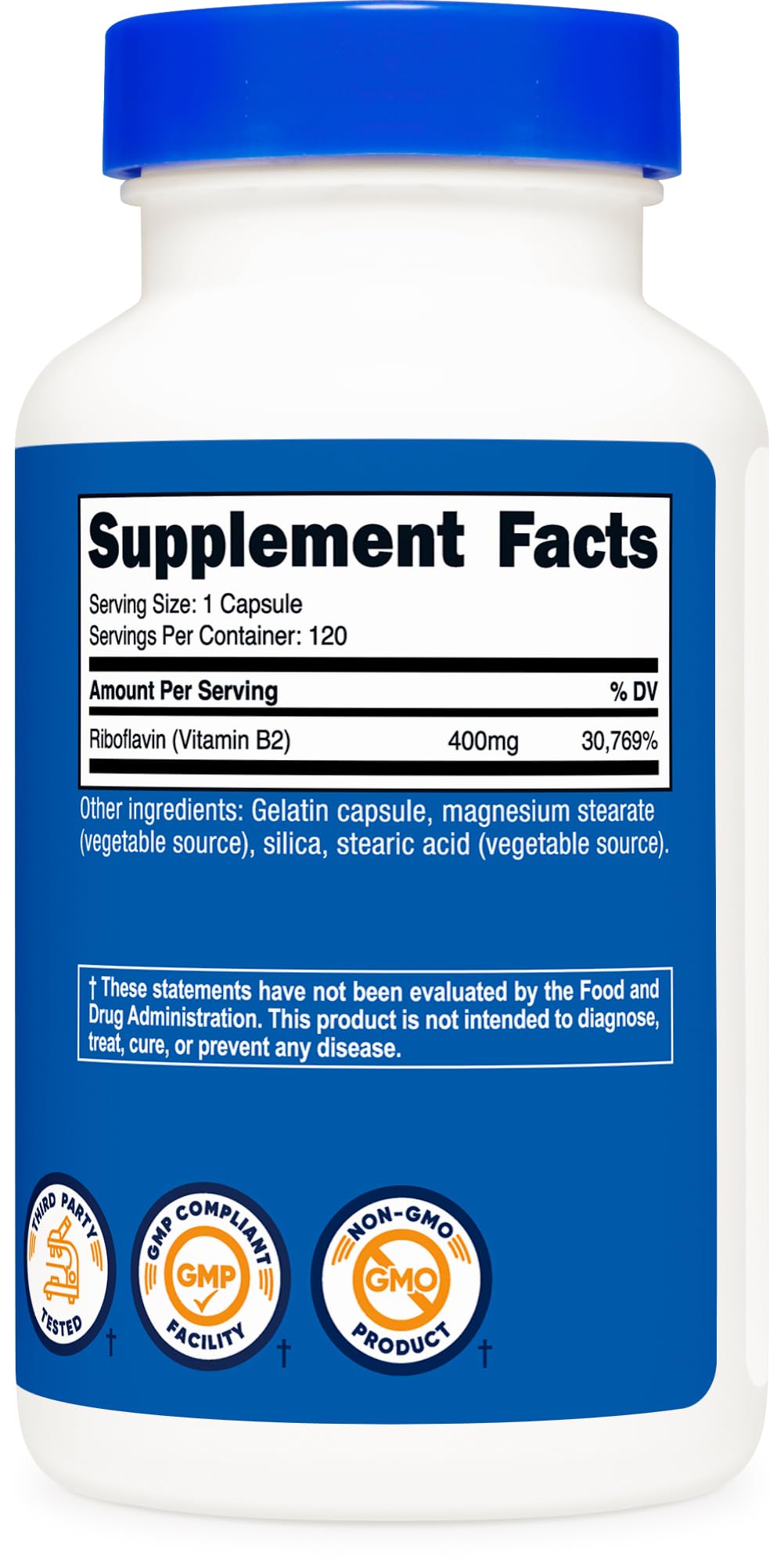 Nutricost Vitamin B2 (Riboflavin) 400mg, 120 Capsules - Gluten Free, Non-GMO - FENGGESTORE20
