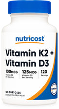 Nutricost Vitamin D3 + K2 (5000 IU D3 / 100mcg MK7), 120 Softgels – Gluten-Free & Non-GMO - FENGGESTORE20