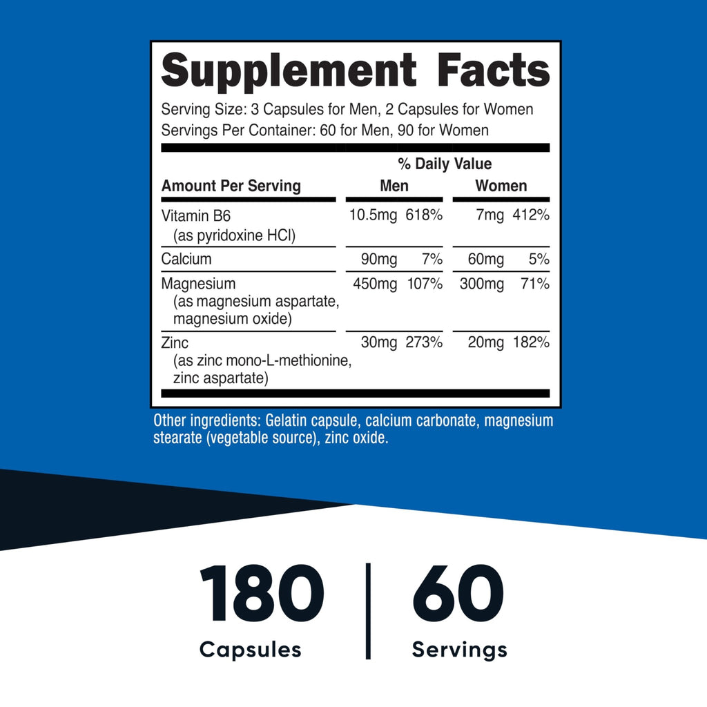 Nutricost ZMA 180 Capsules - Non-GMO and Gluten Free ZMA Supplement - FENGGESTORE20