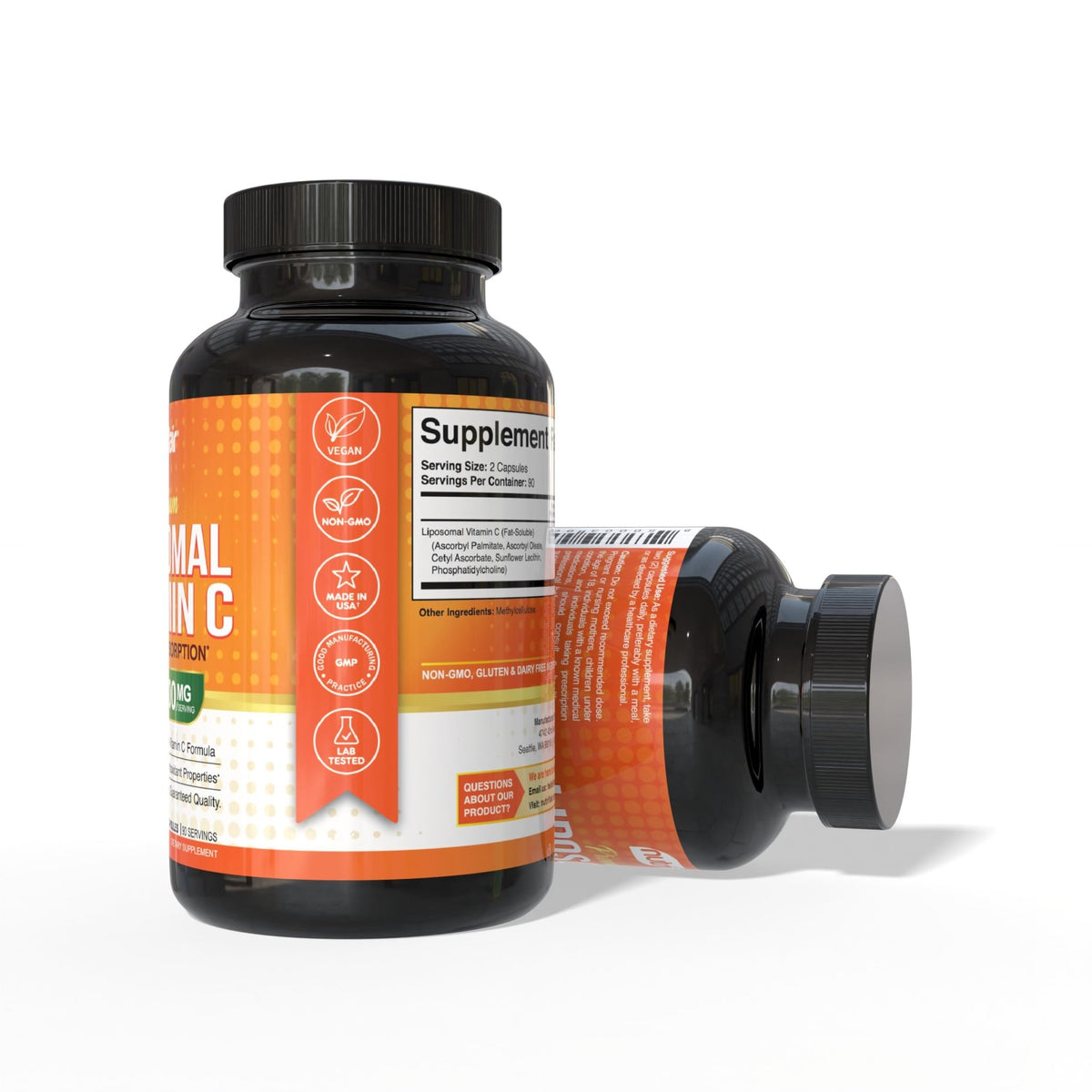 NutriFlair Liposomal Vitamin C 1700mg, 180 Capsules - High Absorption, Fat Soluble VIT C, Higher Bioavailability Immune System Support - FENGGESTORE20