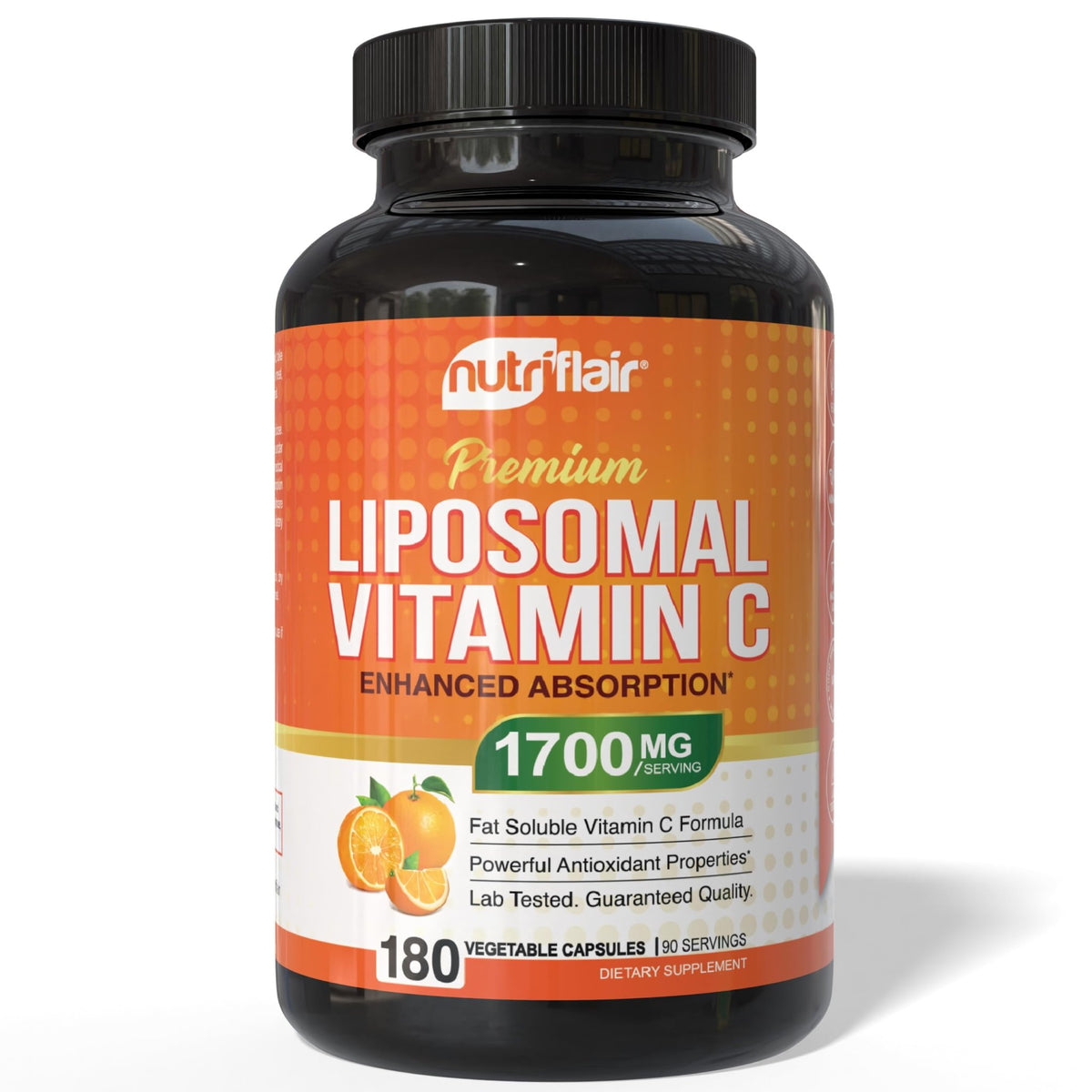 NutriFlair Liposomal Vitamin C 1700mg, 180 Capsules - High Absorption, Fat Soluble VIT C, Higher Bioavailability Immune System Support - FENGGESTORE20