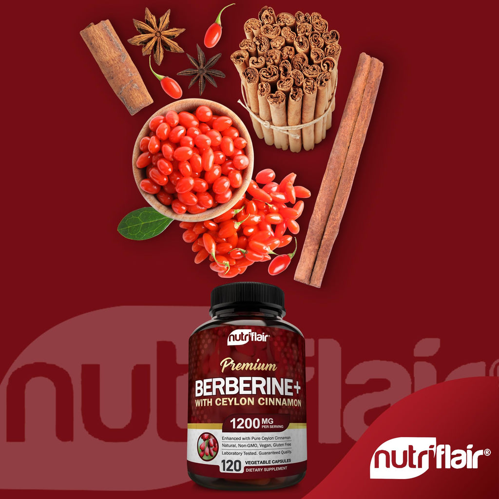 NutriFlair Premium HCL 1200mg, 120 Capsules - Plus Pure True Ceylon Cinnamon - FENGGESTORE20