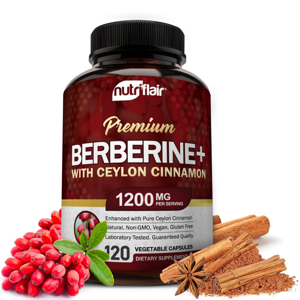 NutriFlair Premium HCL 1200mg, 120 Capsules - Plus Pure True Ceylon Cinnamon - FENGGESTORE20