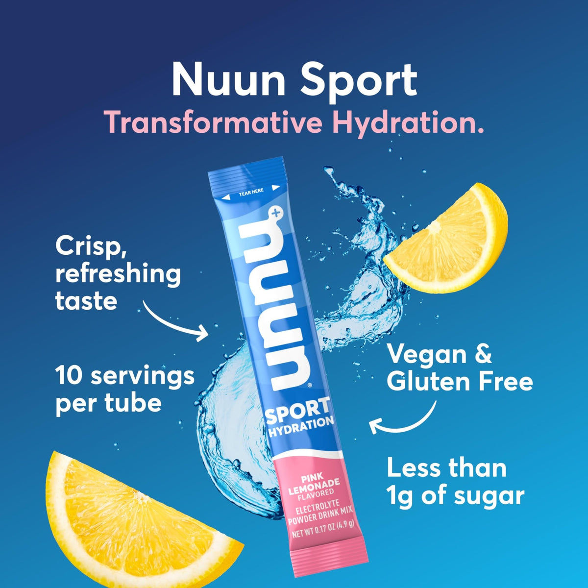 Nuun Sport Electrolyte Powder Packets with Magnesium, Calcium, Potassium, Chloride, and Sodium, Hydration Packets for On-the-Go, Pink Lemonade Flavor, Gluten Free & Vegan, - FENGGESTORE20