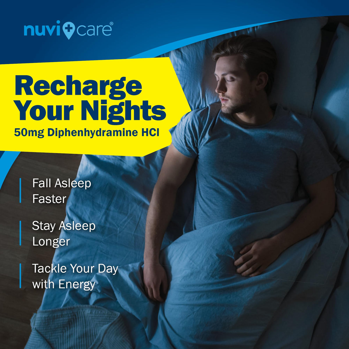 NUVICARE Maximum Strength SleepAid Soft Gels - Nighttime Sleep Aid with Diphenhydramine HCl 50mg - Non Habit Forming Sleeping Pills for Adults - Extra Strong OTC Sleep Aids for Adults (100 Count) - FENGGESTORE20