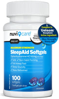 NUVICARE Maximum Strength SleepAid Soft Gels - Nighttime Sleep Aid with Diphenhydramine HCl 50mg - Non Habit Forming Sleeping Pills for Adults - Extra Strong OTC Sleep Aids for Adults (100 Count) - FENGGESTORE20