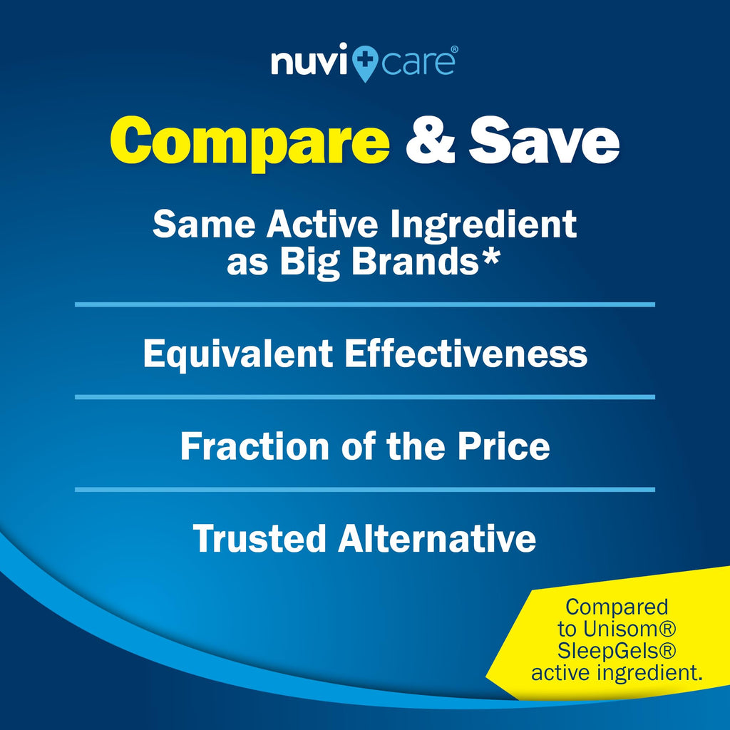 NUVICARE Maximum Strength SleepAid Soft Gels - Nighttime Sleep Aid with Diphenhydramine HCl 50mg - Non Habit Forming Sleeping Pills for Adults - Extra Strong OTC Sleep Aids for Adults (100 Count) - FENGGESTORE20
