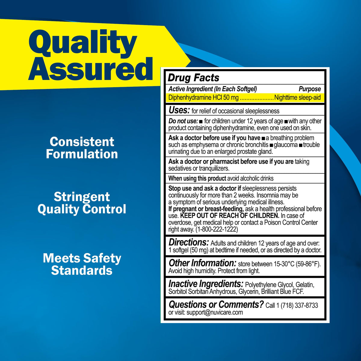 NUVICARE Maximum Strength SleepAid Soft Gels - Nighttime Sleep Aid with Diphenhydramine HCl 50mg - Non Habit Forming Sleeping Pills for Adults - Extra Strong OTC Sleep Aids for Adults (100 Count) - FENGGESTORE20
