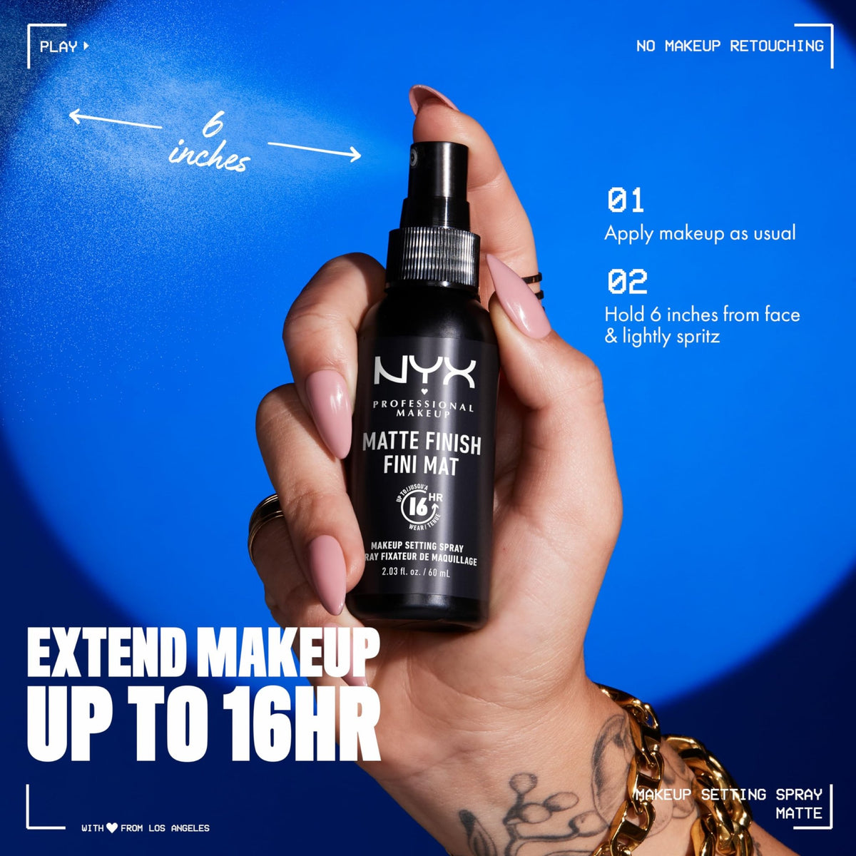 NYX PROFESSIONAL MAKEUP Makeup Setting Spray - Matte Finish, Long-Lasting Face Mist for up to 16HR Wear, Vegan Formula - FENGGESTORE20