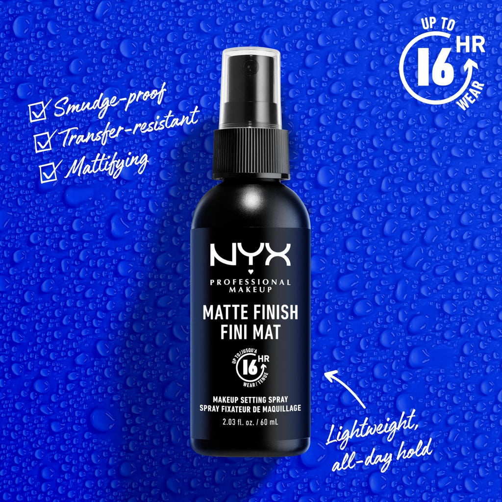 NYX PROFESSIONAL MAKEUP Makeup Setting Spray - Matte Finish, Long-Lasting Face Mist for up to 16HR Wear, Vegan Formula - FENGGESTORE20