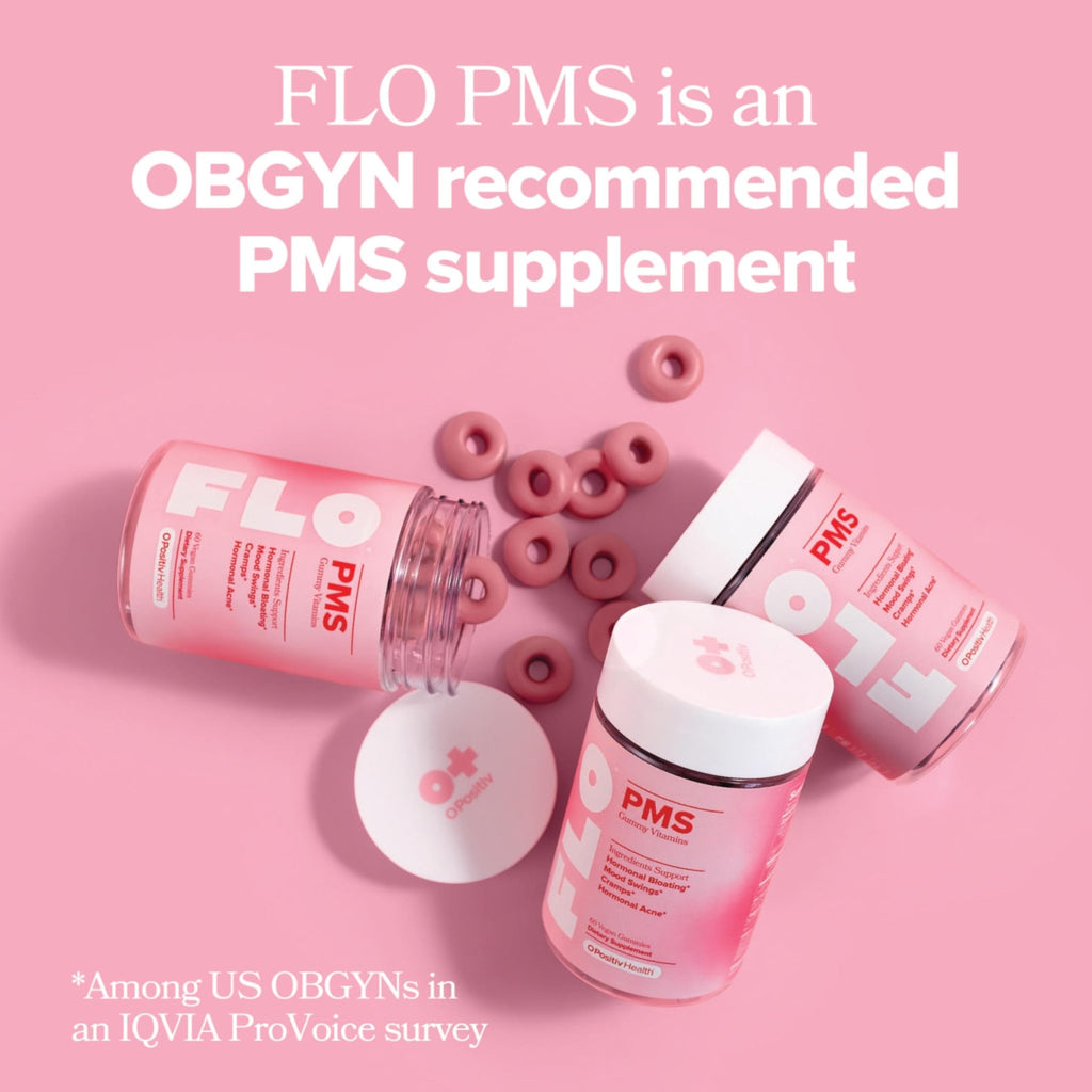 O Positiv FLO PMS Gummies for Women - Proactive PMS Relief - Targets Hormonal Breakouts, Bloating, Cramps, & Mood Swings with Chasteberry - FENGGESTORE20
