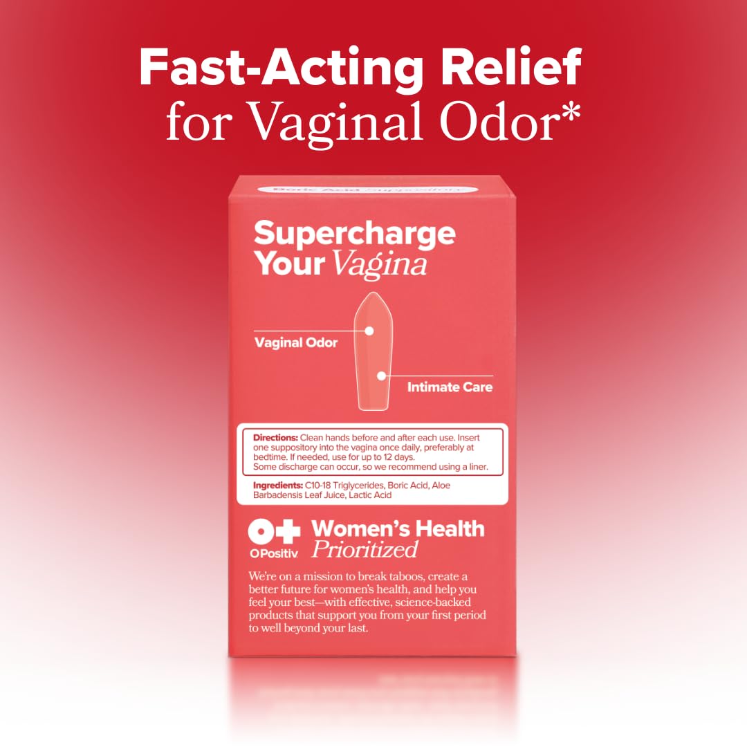 O Positiv URO Boric Acid Vaginal Suppository – with Lactic Acid, and Aloe for Fast Relief and Vaginal Odor Control – Vegan, Free from Parabens, Dyes, and Fragrances – 12 Count (Pack of 1) - FENGGESTORE20