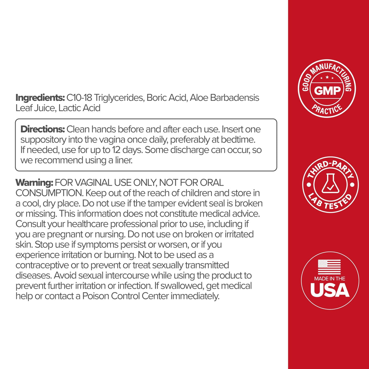 O Positiv URO Boric Acid Vaginal Suppository – with Lactic Acid, and Aloe for Fast Relief and Vaginal Odor Control – Vegan, Free from Parabens, Dyes, and Fragrances – 12 Count (Pack of 1) - FENGGESTORE20