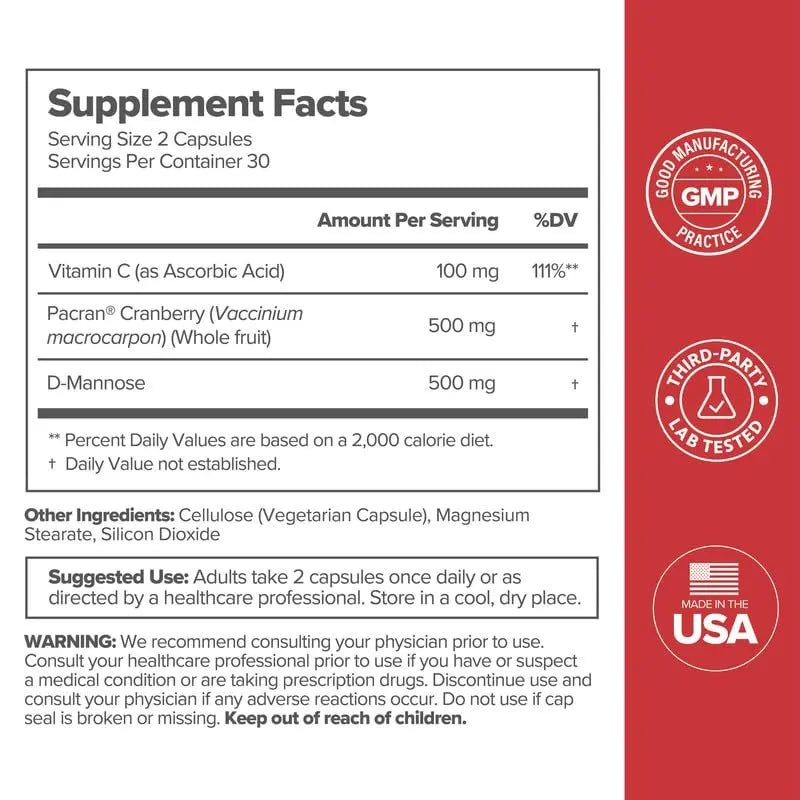 O Positiv URO Urinary Tract Health Supplement for Women, 60 Count (Pack of 1) - Urinary Support Vitamins with Pacran Complete Cranberry Extract, D-Mannose, & Vitamin C - Vegan & Gluten-Free - FENGGESTORE20