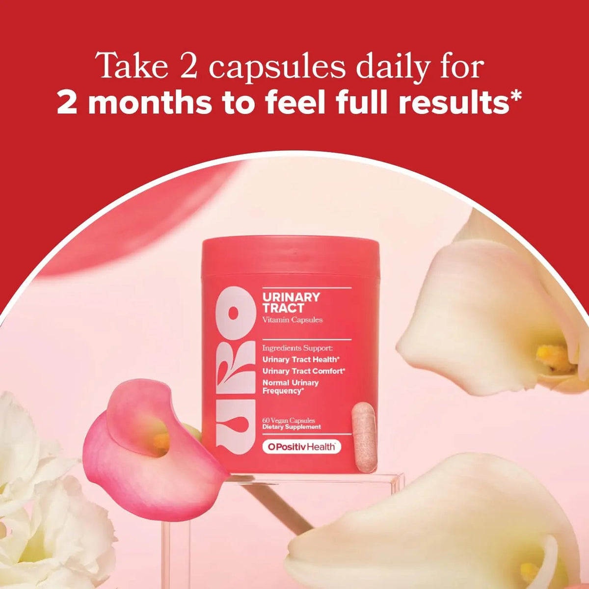 O Positiv URO Urinary Tract Health Supplement for Women, 60 Count (Pack of 1) - Urinary Support Vitamins with Pacran Complete Cranberry Extract, D-Mannose, & Vitamin C - Vegan & Gluten-Free - FENGGESTORE20