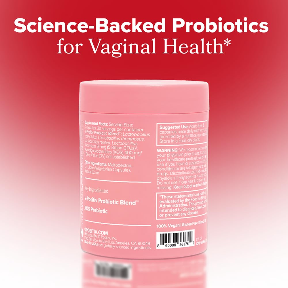 O Positiv URO Vaginal Probiotics for Women pH Balance with Prebiotics & Lactobacillus – Vaginal Health Supplement – Promote Healthy Vaginal Odor & Flora, 60 Count (Pack of 1), 1 Month Supply - FENGGESTORE20
