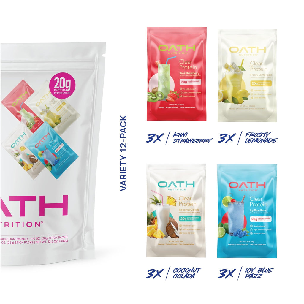 Oath Nutrition Clear Whey Isolate Protein Powder Variety Pack, 12 Pack - FENGGESTORE20