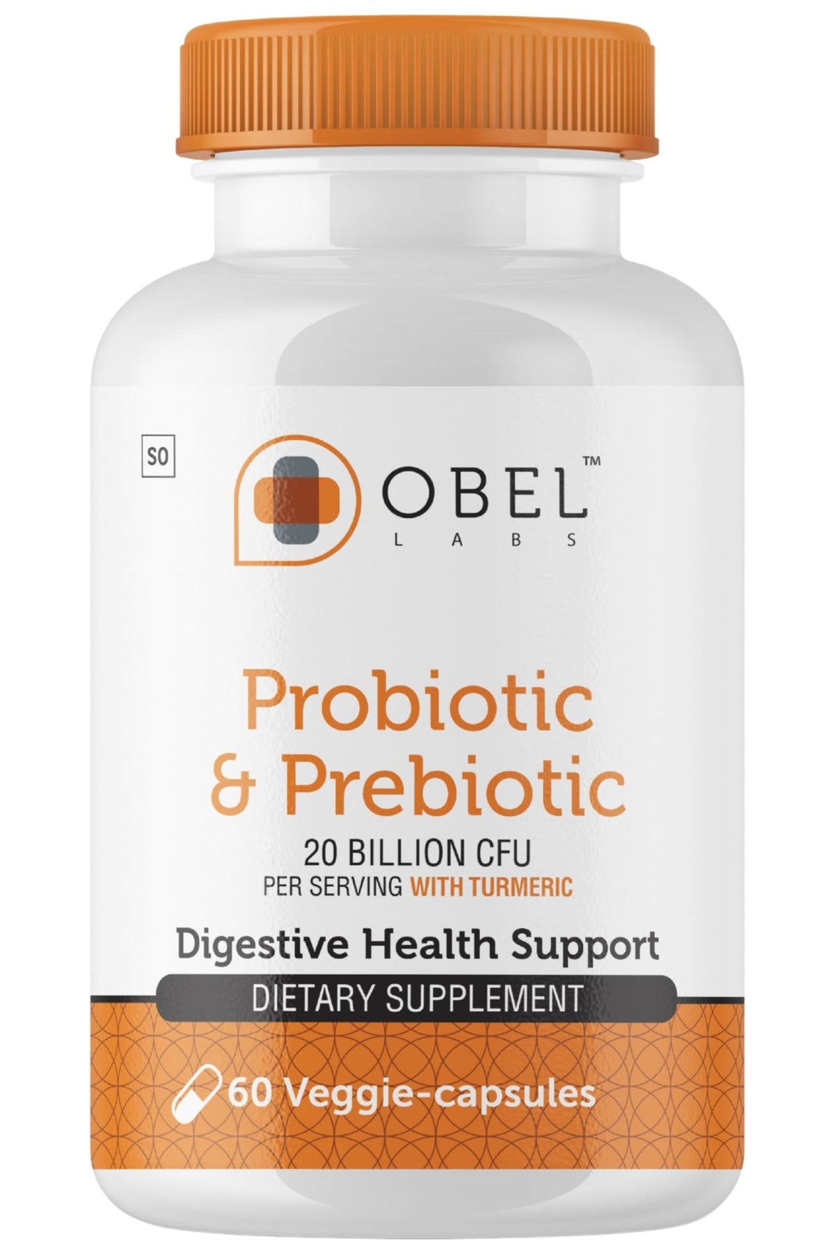 obel Probiotic & Prebiotic Supplement with Turmeric | 20 Billion CFU | 60 Capsules (30 Day Supply) | 4 Strains | Supports Digestion - FENGGESTORE20