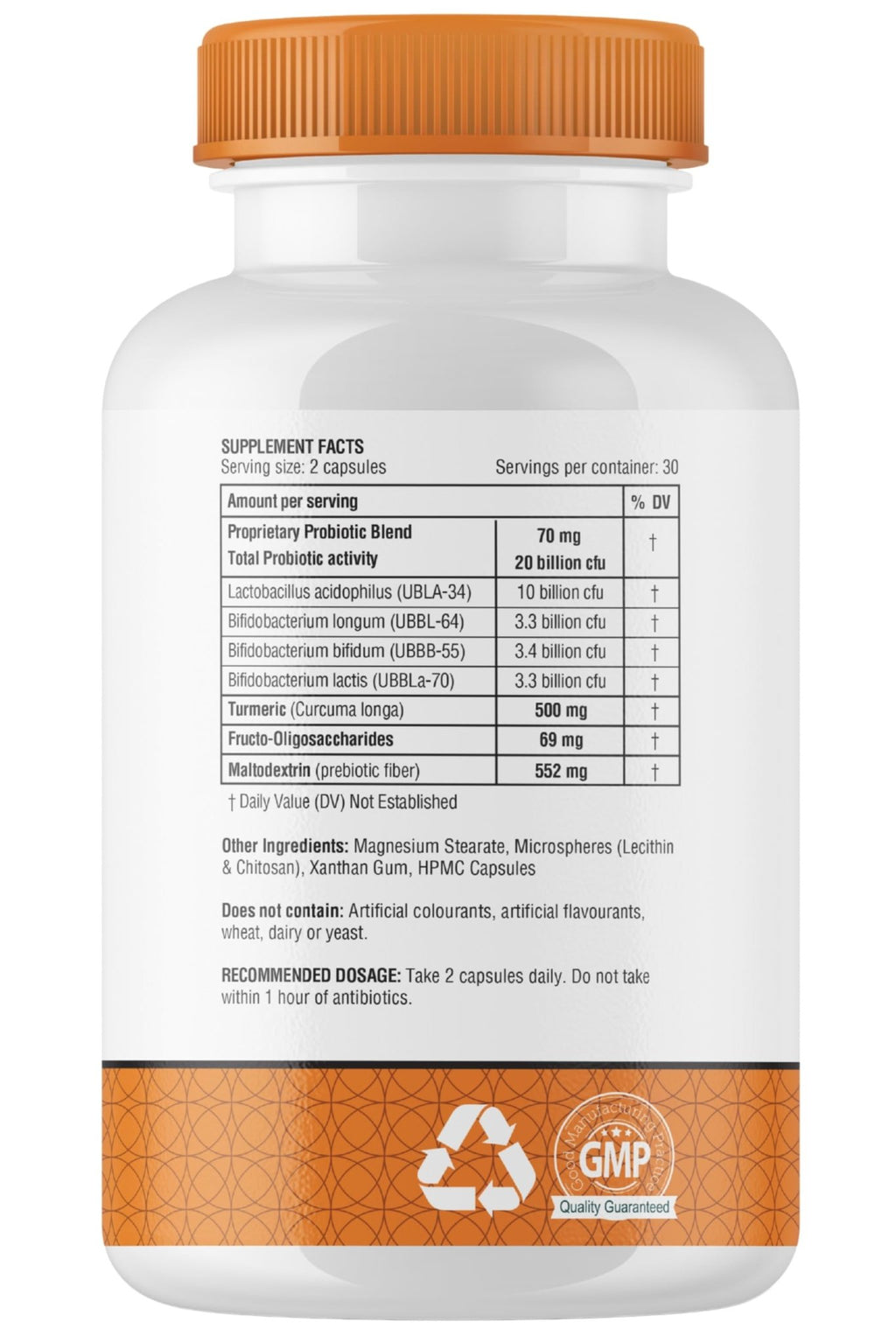 obel Probiotic & Prebiotic Supplement with Turmeric | 20 Billion CFU | 60 Capsules (30 Day Supply) | 4 Strains | Supports Digestion - FENGGESTORE20