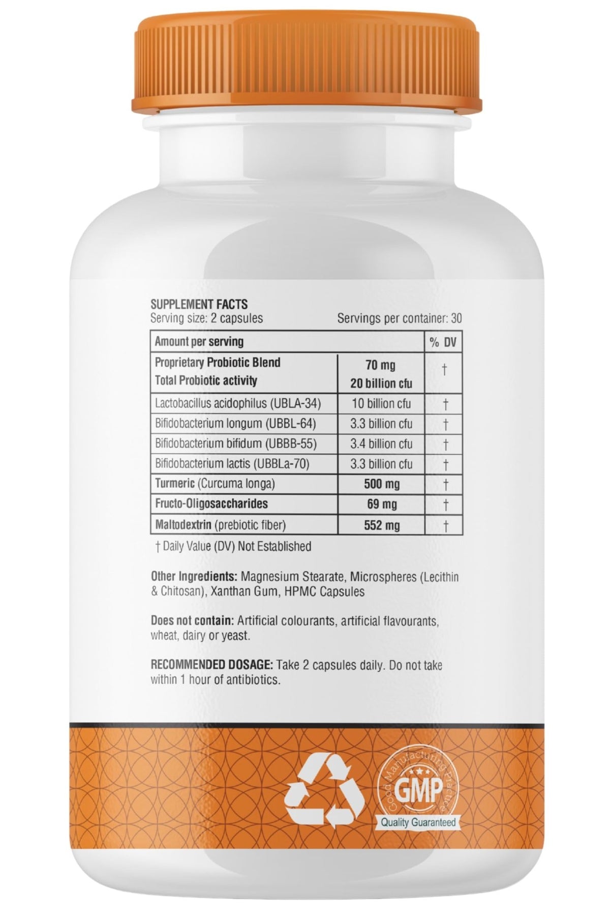 obel Probiotic & Prebiotic Supplement with Turmeric | 20 Billion CFU | 60 Capsules (30 Day Supply) | 4 Strains | Supports Digestion - FENGGESTORE20