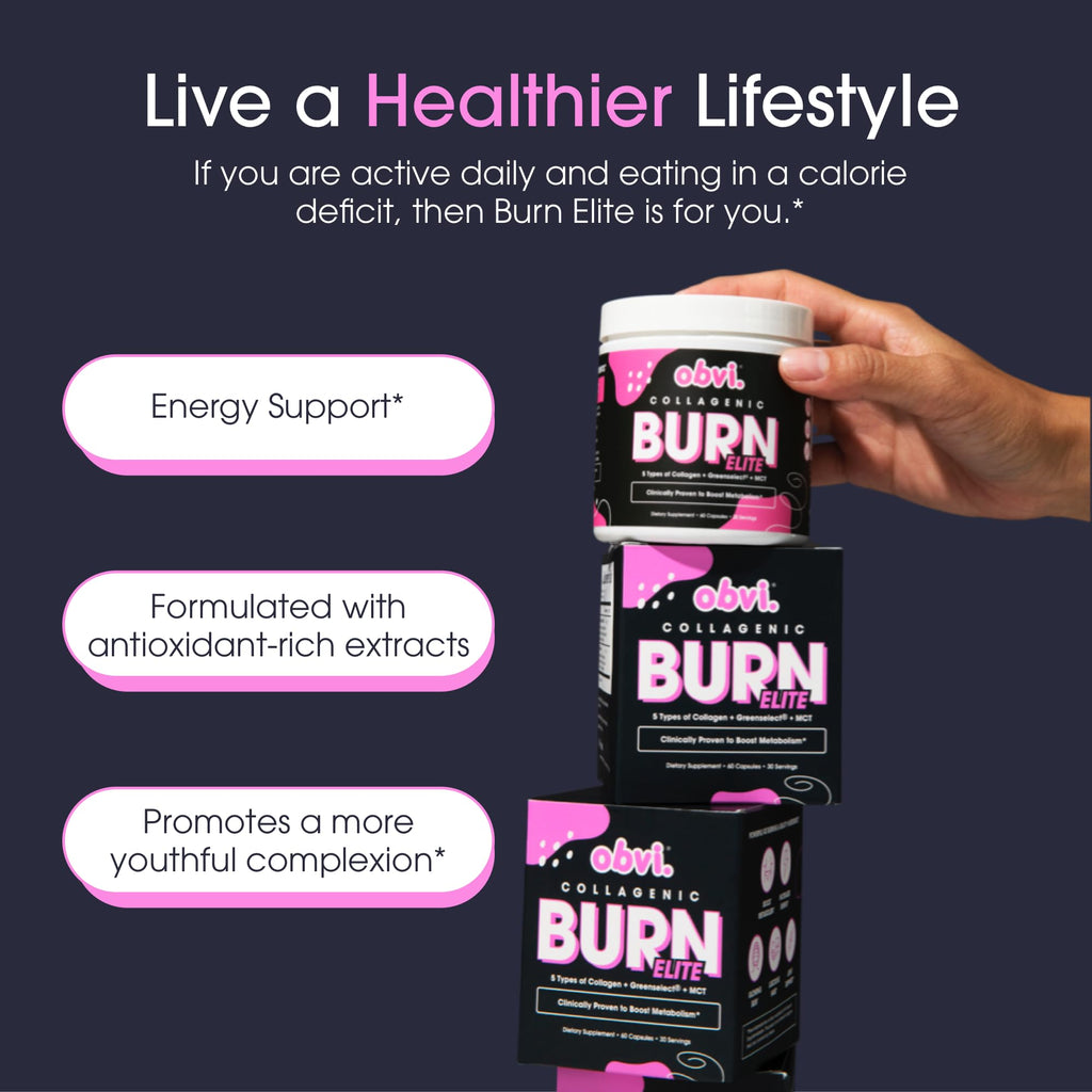 Obvi Burn Elite - Collagen Supplement for Women - Fitness Support - Metabolism Support Supplement - Healthy Mobility - Natural Thermogenic Formula - FENGGESTORE20