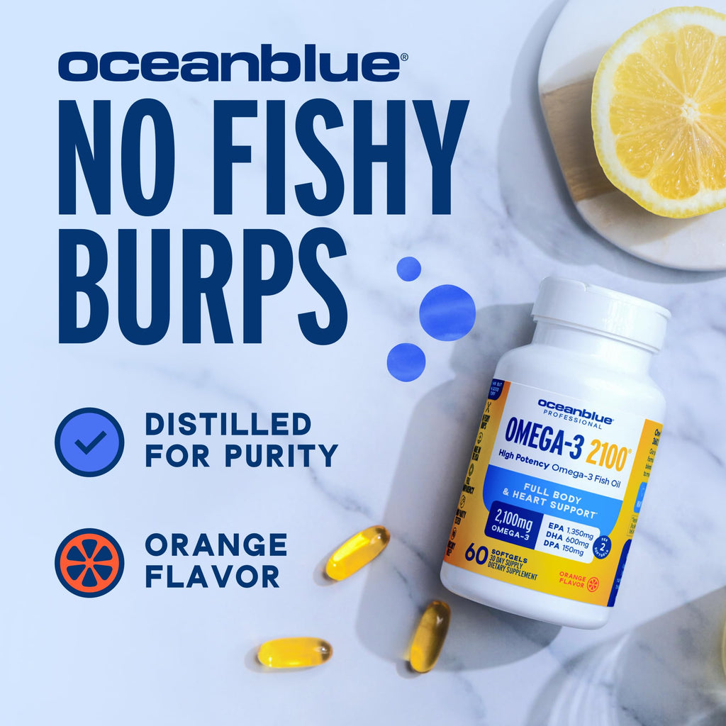 Oceanblue Professional Omega-3 2100 – 180 ct – Triple Strength Burpless Fish Oil Supplement with High-Potency EPA, DHA, DPA - FENGGESTORE20