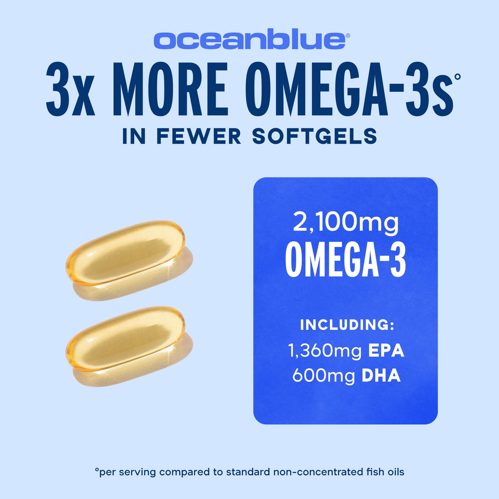 Oceanblue Professional Omega-3 2100 – 180 ct – Triple Strength Burpless Fish Oil Supplement with High-Potency EPA, DHA, DPA - FENGGESTORE20