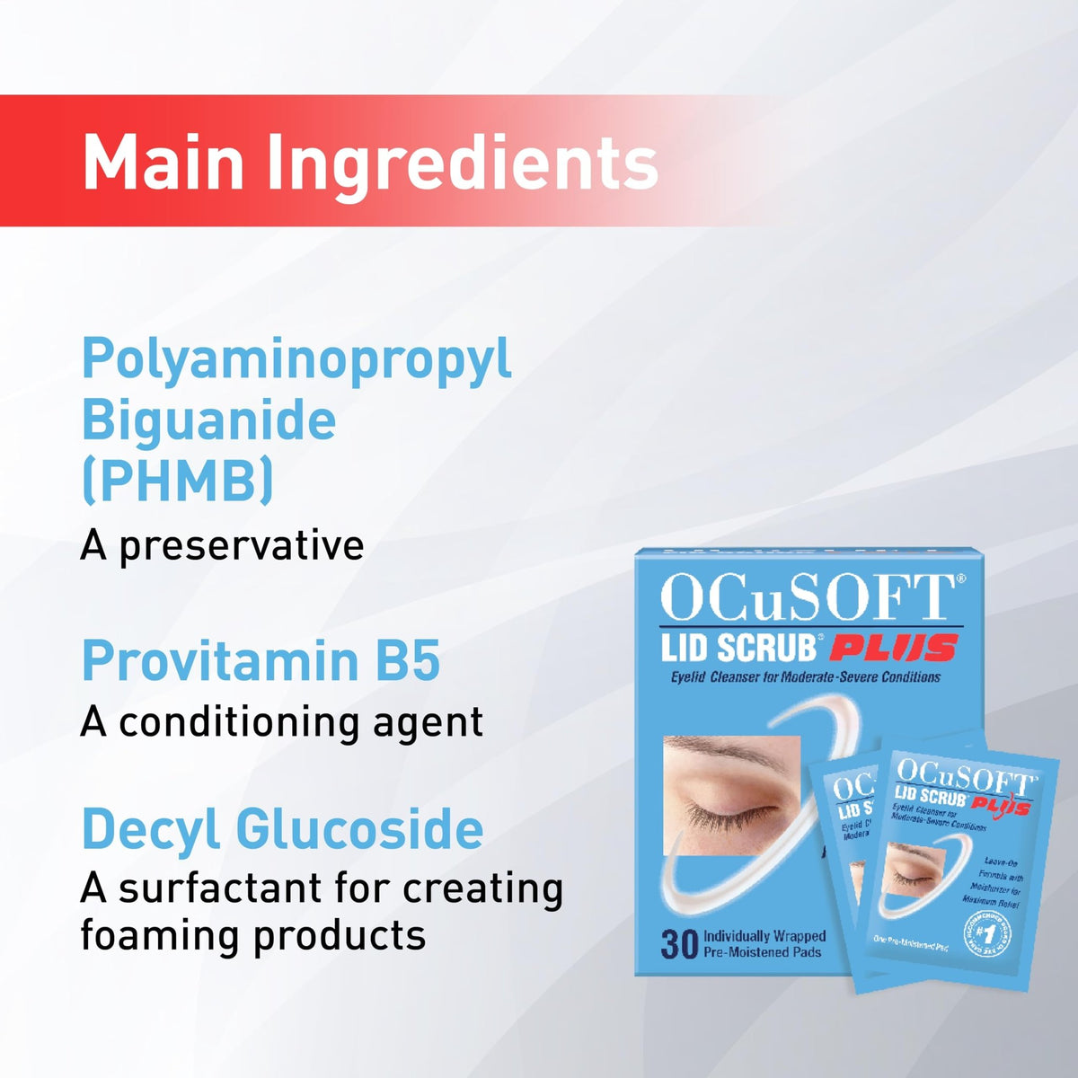 OCuSOFT Lid Scrub PLUS 35 - Pre-Moistened Leave-On Eyelid Wipes for Moderate to Severe Conditions - FENGGESTORE20